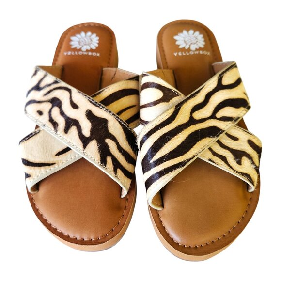 Yellowbox Zebra Ansila Leather Sandal Women's Size 6 M - Picture 4 of 10